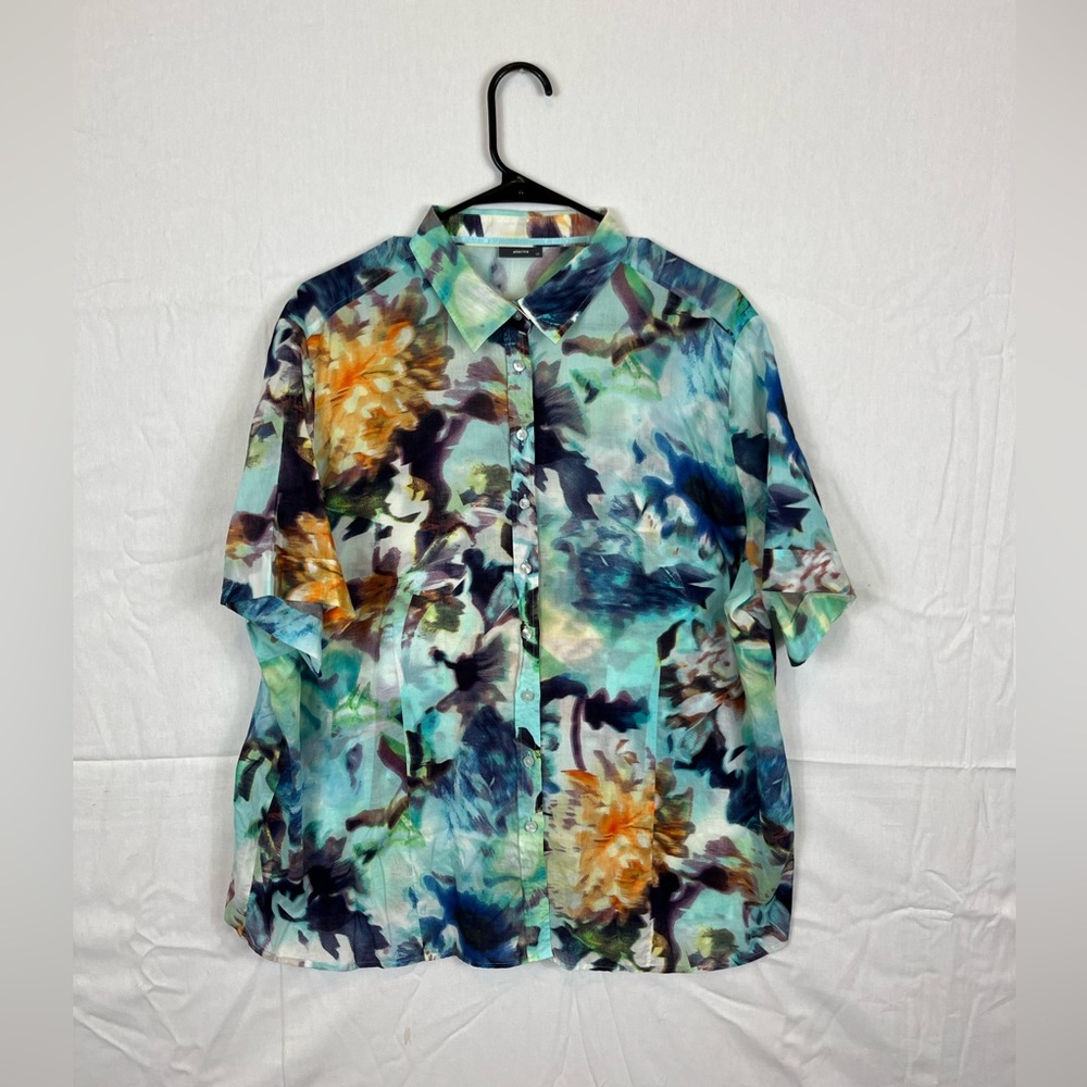 Eterna Watercolour Cotton‎ Button Down Shirt Sz 42